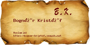 Bognár Kristóf névjegykártya